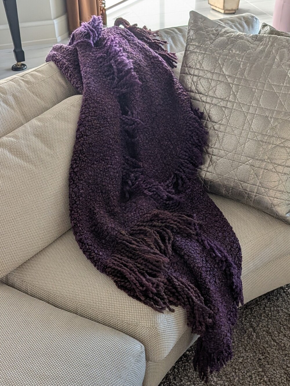 vintage KENNEBUNK WEAVERS amethyst boucle throw blanket